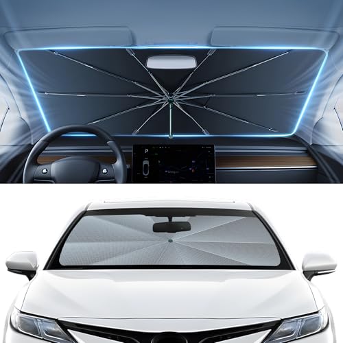 Autorder Windshield Sun Shade Umbrella for 2018-2024 Toyota Camry Accessories,Upgraded Ice Crystal Material,Easy Setup Umbrella Sunshade for Car Windshield,100% Sun Blocking - size: Toyota Camry 2018-2024
