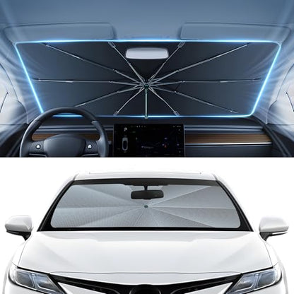 Autorder Windshield Sun Shade Umbrella for 2018-2024 Toyota Camry Accessories,Upgraded Ice Crystal Material,Easy Setup Umbrella Sunshade for Car Windshield,100% Sun Blocking - size: Toyota Camry 2018-2024
