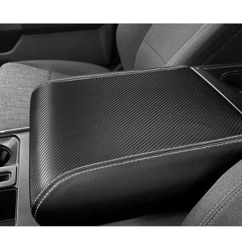 DEYTOP Center Console Cover for Ford F150 2026 2021-2025 Accessories Console Armrest Cover for Ford F150 2026 2025 Anti-Scratch Leather Armrest Protector (Carbon Fiber with White Stitches, 2021-2026) - color: Carbon Fiber with White Stitches, size: 2021-2