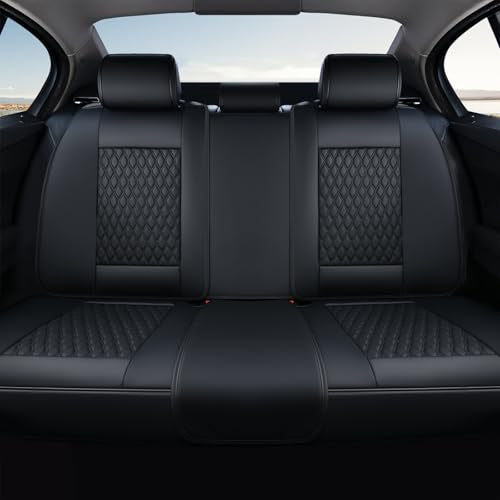 Coverado Rear Seat Covers, Leather Seat Cover for Car, Universal Waterproof Automotive Seat Cushion Protector for Most Cars Trucks SUV (Black) - color: A/Black, size: Rear