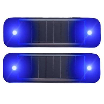 2Pack Solar Warning Lamp,WONFAST Waterproof Mini LED Solar Car Flashing Alarm Safety Lamp Bar Emergency Security Strobe Light for Bike Motorcycles SUV Truck Vehicle Night Driving (Blue) - color: Blue