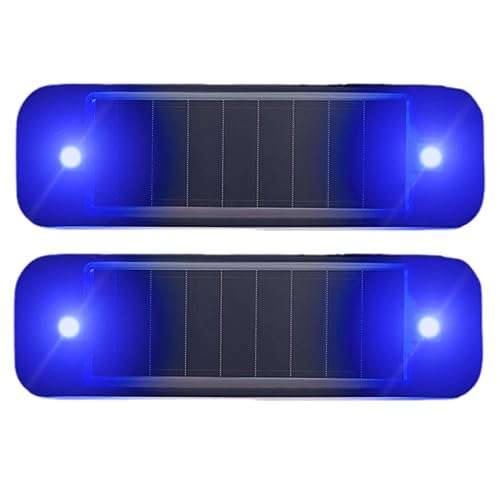 2Pack Solar Warning Lamp,WONFAST Waterproof Mini LED Solar Car Flashing Alarm Safety Lamp Bar Emergency Security Strobe Light for Bike Motorcycles SUV Truck Vehicle Night Driving (Blue) - color: Blue