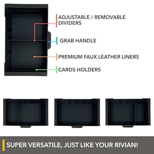 TWRAPS Slidable Armrest Organizer for Rivian R1T & Rivian R1S, Moving Tray Storage Box Insert, Made for the Center Console Area Under the Armrest, R1 Accessory R1 2021-2026 - style: Slidable