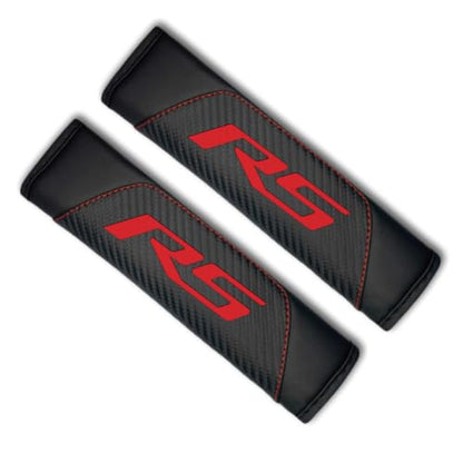2Pcs Carbon Fiber Leather Seat Belt Cushions Shoulder Pad Soft for Camaro RS Equinox Malibu Traverse Blazer Cruze Trailblazer Trax Sonic Spark Accessories,Car Seat Belt Pads Safety Belt Cover Pad - color: Black RS