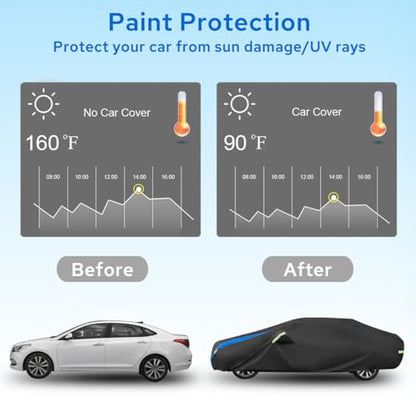 Avecrew Car Cover Custom Fit for Camaro, Waterproof All Weather Full Exterior Cover Rain Snow UV Protection Cover with Side Door Zipper Design - size: Fit for Camaro