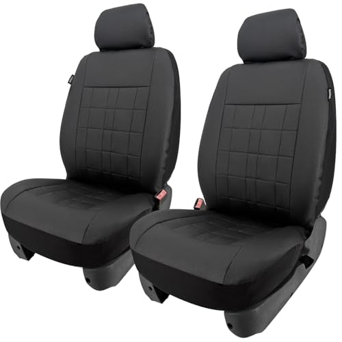 Champlus Car Seat Covers, Premium Leather Ultra Comfort and Thick 2 Front Seat Covers, Universal Fit Automotive Sedan Cars, SUVs, Trucks, Mini Vans, Airbag Compatible, Easy to Install - color: Black