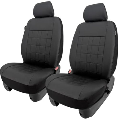 Champlus Car Seat Covers, Premium Leather Ultra Comfort and Thick 2 Front Seat Covers, Universal Fit Automotive Sedan Cars, SUVs, Trucks, Mini Vans, Airbag Compatible, Easy to Install - color: Black