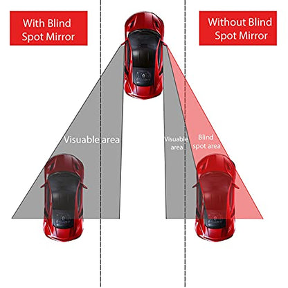 LivTee Black Framed Round Blind Spot Mirror, HD Glass and Wide Angle Rearview Mirror with Adjustable Stick for Universal Car (2 pcs) - size: Round
