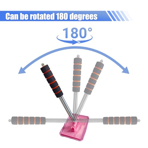 Car Windshield Cleaner Tool, Retractable Rearview Mirror Brush with Extendable Handle, Microfiber Window Washing Pad, Portable Auto Glass Wiper for Car Home Office(Pink) - color: Pink