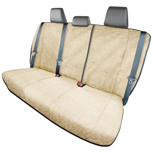 Season Guard Back Seat Towel Seat Cover for Cars; Great for After Gym Workouts, Dogs, and Outdoor Activities; Universal Fit for Cars SUVs Vans Trucks Rear Seats, EZ fit, Non Slip Grip, Tan - color: Rear Bench Tan