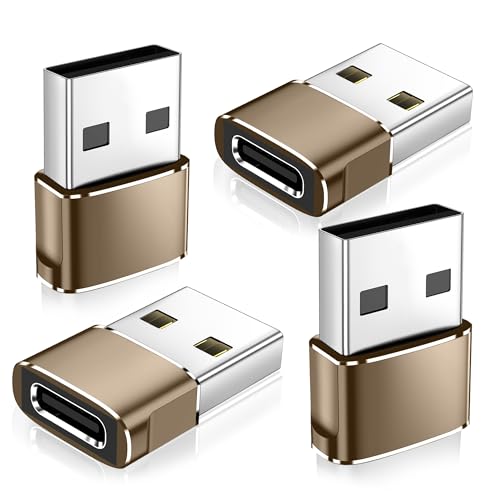 𝟒𝐏𝐚𝐜𝐤 𝐔𝐩𝐠𝐫𝐚𝐝𝐞𝐝 USB to USB C Adapter,Type-C Female to A Male Car Charger OTG Converter for Apple Watch Ultra 8 9 10,iPhone 16 15 14 13 Pro Max,Samsung S24,Nintendo Switch,AirPods,iPad,Car - color: Coffce