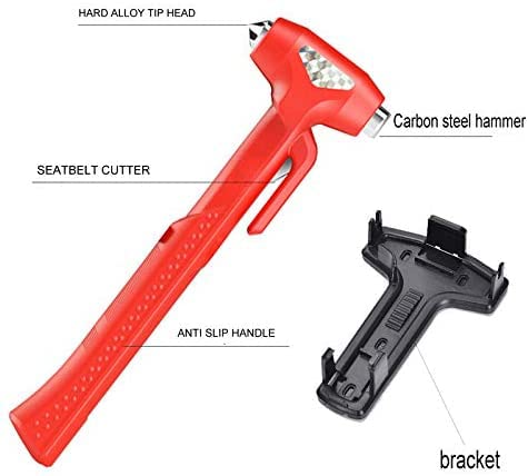 Car Window Breaker, Glass Breaker and Seatbelt Cutter, Emergency Car Glass Safety Hammer, Window Punch Seatbelt Cutter for Family Rescue & Auto Escape Tools(Red) - color: Red