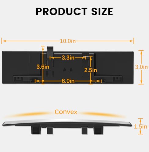 Rear View Mirror, Chrome Anti-glare Panoramic Rear Mirrors Universal 10 Inch Convex Car Interior Clip on Extra Big Wide Angle Rearview Mirror Extender to Reduce Blind Spot for Car SUV - size: 10 Inch