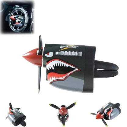 P-40 Warhawk Car Air Freshener, Vent Clip With Spinning Propeller, Car Accessories for Men to Enjoy your Drive Pleasure, Shark Nose Style Freshener Clip for Most Air Vents (Shark Mouth) - color: Shark Mouth