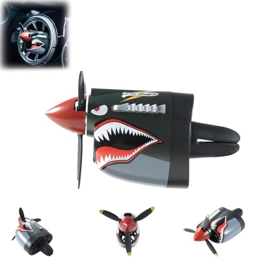 P-40 Warhawk Car Air Freshener, Vent Clip With Spinning Propeller, Car Accessories for Men to Enjoy your Drive Pleasure, Shark Nose Style Freshener Clip for Most Air Vents (Shark Mouth) - color: Shark Mouth