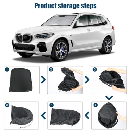 6 Layers Custom Fit Windshield Sun Shade for 2017-2024 BMW X3, Foldable Car Sunshade with Storage Bag, Heat Reflective & UV Protection - size: 2017-2024 BMW X3
