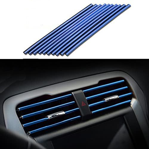 Car Air Conditioner Vent Outlet Trim Strip DIY Decoration Chrome Trim Strip Line Car Shiny Accessories 10PCS (Blue) - color: Blue