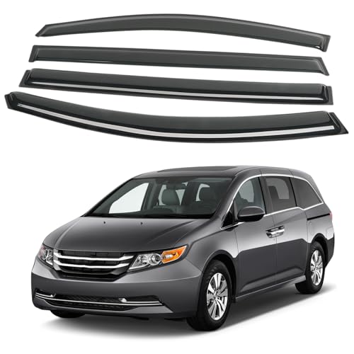 4PCS Rain Guards Fit for Honda Odyssey 2011-2017, Durable Front & Rear Window Visors Wind Deflector, Outside Mount Vent Shade Shield Accessories 2011 2012 2013 2014 2015 2016 2017 - size: For 2011-2017 Honda Odyssey