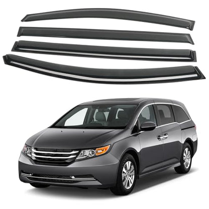 4PCS Rain Guards Fit for Honda Odyssey 2011-2017, Durable Front & Rear Window Visors Wind Deflector, Outside Mount Vent Shade Shield Accessories 2011 2012 2013 2014 2015 2016 2017 - size: For 2011-2017 Honda Odyssey