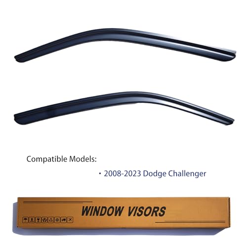 Window Visors Rain Guards fits 2008-2023 Dodge Challenger, Out-Channel Side Window Wind Deflectors Vent Shades Accessories, Dark Smoke 2 Pcs - size: 2008-2023 Dodge Challenger