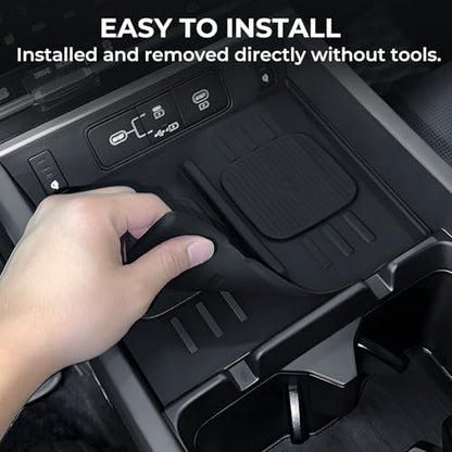 Center Console Wireless Charging Protective Mats for Hyundai Santa Fe 2024 2025 2026, Interior Accessories Silicone Non-Slip Anti-Dust Waterproof Pad, Black - style: Fits for Hyundai Santa Fe 2024-2026