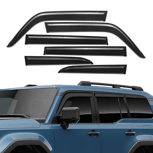 Rain Guards Compatible with 2024-2025 Toyota Land Cruiser LC250 GDJ250 TRJ250, Tape-On Extra Durable Side Sun Rain Guard 2024 2025 Land Cruiser Visor Deflectors Black - 6 PCS - size: Fit for 2024-2025 Toyota Land Cruiser