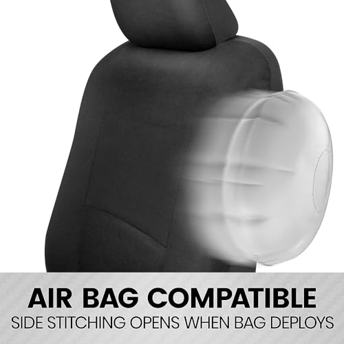 BDK PolyPro 2-Pack Front Car Seat Covers Set in Black/Black - Front Seat Covers for Cars Trucks Vans SUVs Sedans, Easy to Install Front Car Seat Cover Protection, Universal Fit Car Accessories - color: Black