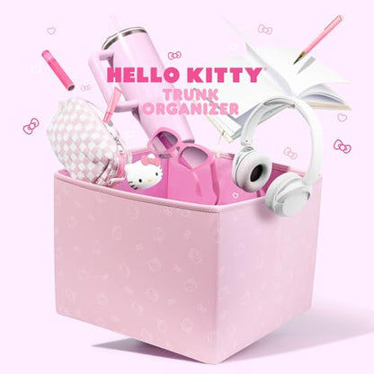 Sanrio Hello Kitty Car Trunk Organizer and Storage Bin - Collapsible Simple Compartment Convenient Heavy Duty, Fold Up for Easy Storage Box, Automotive Seat Cargo Groceries Tools - 12.5L x 12.5W x 9H - style: Organizer Hello Kitty