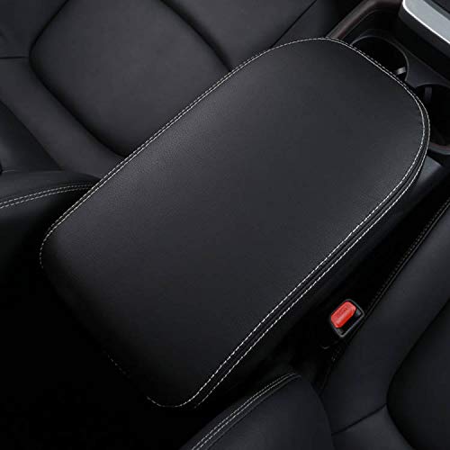 Rifoda for Toyota RAV4 Interior Center armrest Box Cover Decoration for 2019 2020 2021 Toyota RAV4 Leather Materials Scratch and wear Resistant Accessories(Black) - color: Black