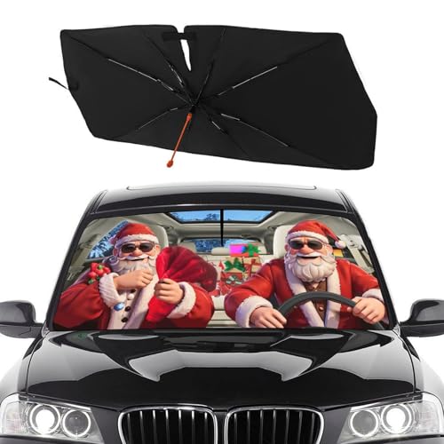 Socira Christmas Car Windshield Sunshade Umbrella Foldable Visor Umbrella Sun Shade Cover Sunshade Front Window Cover Car Accessories Blocks Uv Rays (57" X 30") - color: Color-0705-1, size: 57X31 Inch
