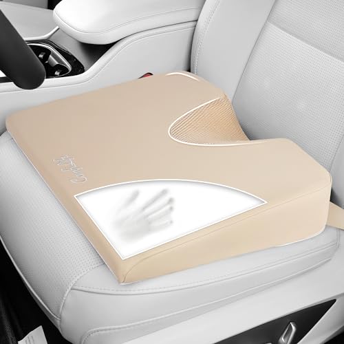 ComfiLife Car Seat Cushion – Premium Wedge Memory Foam Car Cushions for Driving – Seat Cushion for Car – Back & Sciatica Pain Relief for Long Drives – Comfort for Driver, Office, Truck Seat (Beige) - color: Beige