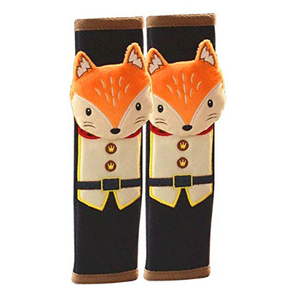 Tianmei 2Pcs Cute Cartoon Doll Styling Car Seat Belt Cover Shoulder Strap Pad (Fox) - color: Fox Black - 2PCS