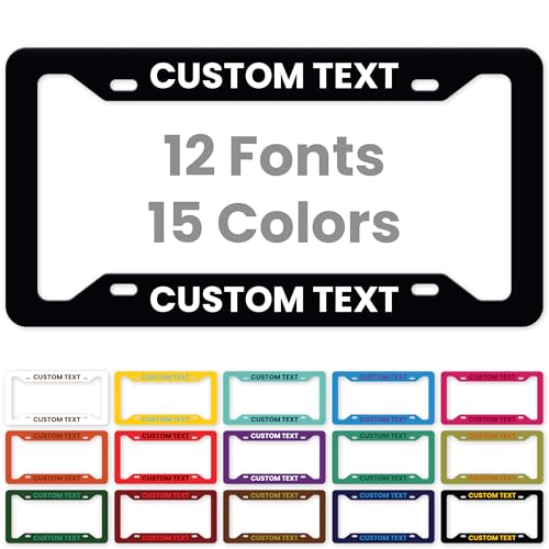 Custom License Plate Frame, Personalized Text License Plate Holders Metal for Front Car Colors Tag, 6.5 x 12.5 Inch, Weather Resistant, Made in USA My Sign Center - color: Multicolor