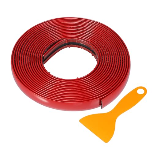 Window Trim Strip Kit 3/5" 15mm Width 16Ft 5m Universal for Exterior Car Bumper Door Body Self Adhesive Scratch-Proof Decorative Sticker Plastic Gloss Red - color: Red, size: 15mm