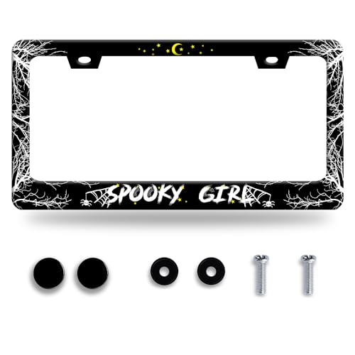 Personalise Spooky Girl License Plate Frame Gothic License Plate Frames Car Universal Stainless Steel Accessories Cars Decor with 2 Holes and Screws Fits Standard Us Vehicles Size 12.2 X 6 Inches - color: Spooky Girl