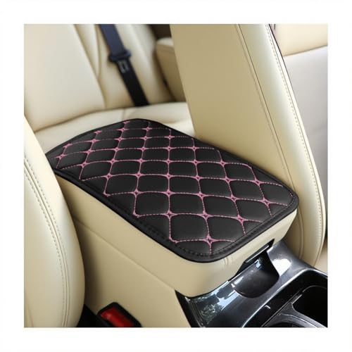 Car Center Console Cushion Pad, PU Leather Vehicle Armrest Cover Protector, Anti-Scratch Automotive Interior Arm Rest Seat Box Mat Accessories, Universal for SUV Sedan Truck (Black/Pink) - color: Black/Pink