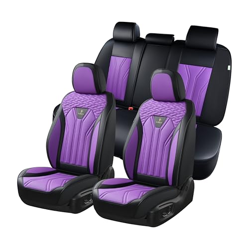 FLORICH Automotive Seat Covers, Seat Covers Full Set, Car Seat Protectors 5 Seats, Purple & Black Automotive Seat Covers Fit for Most Cars Trucks - color: Black&Purple, size: FullSet