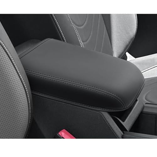 CDEFG for 2025 2026 VW Tiguan Center Console Cover, for 2025 2026 Volkswagen Tiguan Accessories Armrest Cover 2025 2026 Tiguan Middle Console Pad Arm Rest Cushion Leather Cover - color: Thin Leather for 2025+ Tiguan