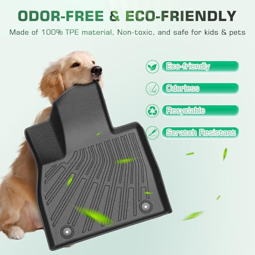 Floor Mats for Chevy Traverse 2007-2017 | 2008-2017 Buick Enclave | 2007-2017 GMC Acadia | 2007-2010 Saturn Outlook All Weather Custom Fit TPE Floor Liners for Traverse 1st, 2nd and 3rd Row - style: 3 Rows