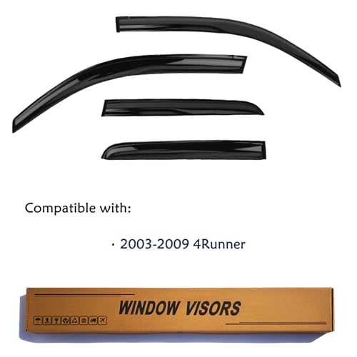 Window Visors Rain Guards fits 2003-2009 4Runner, Out-Channel Window Wind Deflectors Vent Shades Accessories, Dark Smoke 4 Pcs, 2004 2005 2006 2007 2008 - size: 2003-2009 4Runner