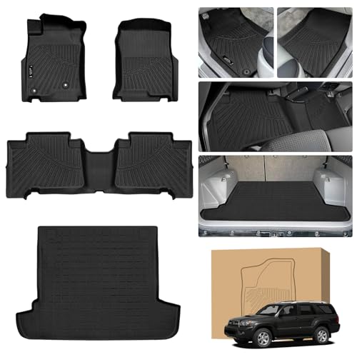 PELEUS Floor Mats for Toyota 4Runner 2003-2009 (4th Gen), All Weather Custom Fit Car Mats & Cargo Liner Set, Odorless TPE Heavy Duty Protection Accessories, Black (Only 5-Seat Models) - style: For Toyota 4runner 2003-2009