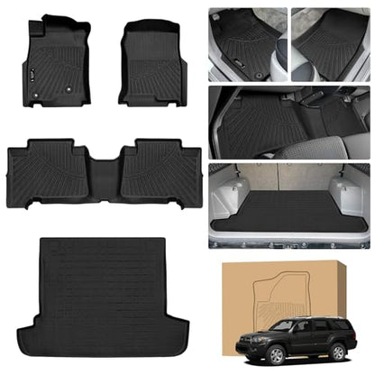 PELEUS Floor Mats for Toyota 4Runner 2003-2009 (4th Gen), All Weather Custom Fit Car Mats & Cargo Liner Set, Odorless TPE Heavy Duty Protection Accessories, Black (Only 5-Seat Models) - style: For Toyota 4runner 2003-2009