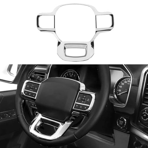 Keptrim for F-150 ABS Chrome Steering Wheel Cover Trim for 2021 2022 2023 2024 2025 Ford F150, for 2023-2025 F250 F350 Super Duty, for 2022-2025 Expedition, 1pc - color: 2021up-Chrome
