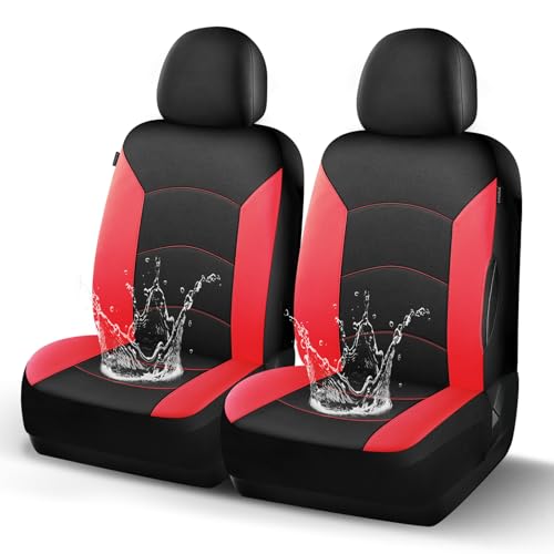HChengkikz Car Seat Covers Front Seat, Waterproof Neoprene Seat Covers, Airbag Compatible, Universal Fit Most Sedans, SUVs, Trucks(Black + Red) - color: Black Red, size: Two Front
