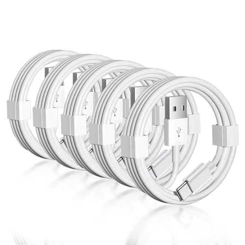 gawyawn 5 Pack Car Carplay Cable for iPhone 16e 17 Air 16 15 USB A to USB C Cable for iPhone 16 15 Pro Max 16 15 Plus for Carplay USB C Cord, iPad Pro iPad Air 5th Mini 6th Gen Charger Cord - color: White, size: 3 Feet, style: 5 Pack