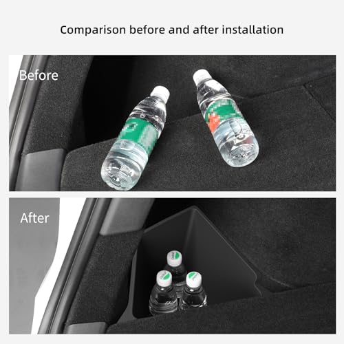 LUCKEASY 2PCS Trunk Storage Box for Tesla Model Y 2021-2024 5 Seat (Not Fit 2025+ Juniper) TPE Trunk Organizer Bins With Lids Trash Cans Accessories Interior Black - size: Trunk Box 2pcs