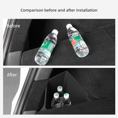 LUCKEASY 2PCS Trunk Storage Box for Tesla Model Y 2021-2024 5 Seat (Not Fit 2025+ Juniper) TPE Trunk Organizer Bins With Lids Trash Cans Accessories Interior Black - size: Trunk Box 2pcs