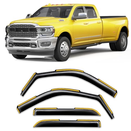 in-Channel Window Rain Guard for Dodge RAM 2500 3500 2019-2026 Crew Cab Mega Cab Rain Guards Side Truck Window Visors Low Profile Vent Visor Window Deflectors Vent Shades Car Accessories - size: 2019-2026 Dodge RAM 2500 3500 Crew Cab