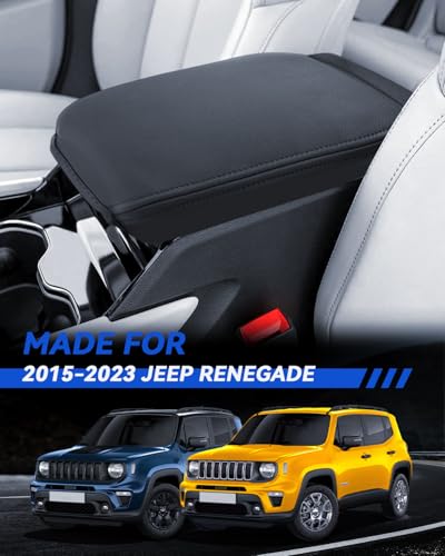 Armrest Cover for 2015-2020 2021 2022 2023 Jeep Renegade Accessories Center Console Middle Lid Pad Protector for Car Elbow Rest - size: For 2015-2023 Jeep Renegade