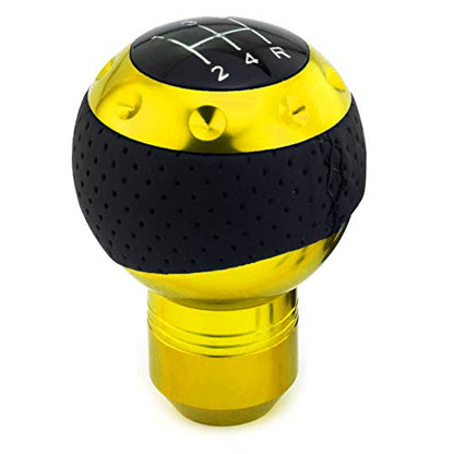5 Speed Gear Shifter Knob, Leather Covered Aluminum Manual Car Stick Shift Handle Fit Most MT Transmissions, Yellow - color: Yellow